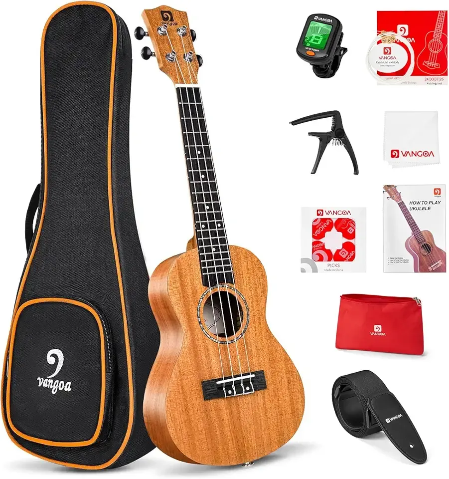 Vangoa Ukelele 23'' Adult Beginner Concert Ukulele Mahogany with Complete Kit Hawaiian Ukulele Acoustic Professional Ukelele for Kids Adults Beginners