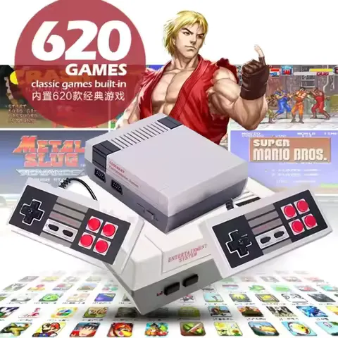Retro Game Console Classic Mini Video Game System Built-in 620 AV Games 8-Bit FC Nes TV Console for Adults and Kids Gift