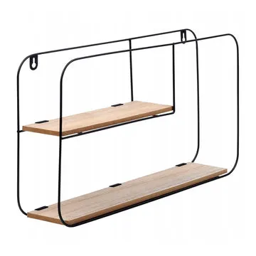 Mensola da Parete 2 Ripiani Wandrek in ferro e MDF h29x52 cm
