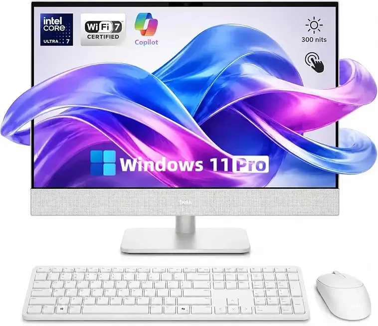 Dell 23.8" All-in-One Desktop Computer, FHD Touchscreen, Intel Core Ultra 7 Series 3 Processor, Copilot+ PC, 16GB DDR5 RAM, 1TB PCIe SSD, Wi-Fi 6E, Bluetooth 5.3, Windows 11 PRO, Wireless KB & Mouse