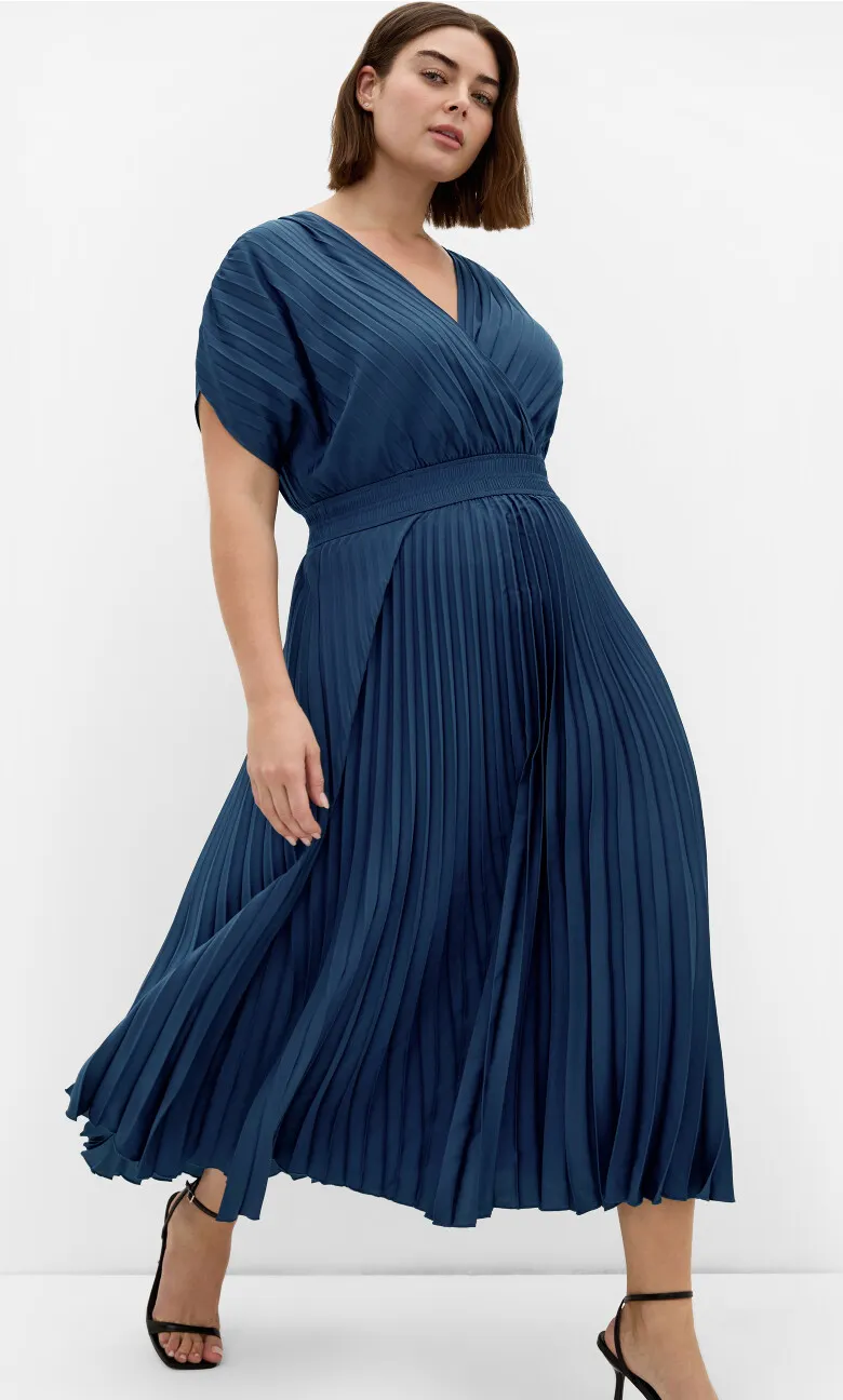 Elia Pleat Dress - petrol
