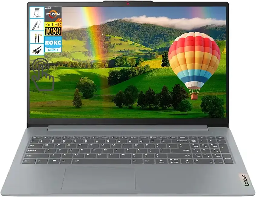 Lenovo IdeaPad Slim 3 15.6" Full HD Touchscreen Portable Laptop, Powerful AMD Ryzen 7 5825U(8-Core), 16GB RAM|512GB SSD, Wi-Fi 6, Privacy Camera, Copilot AI, Perfect for Remote Work & Study, RK Bundle