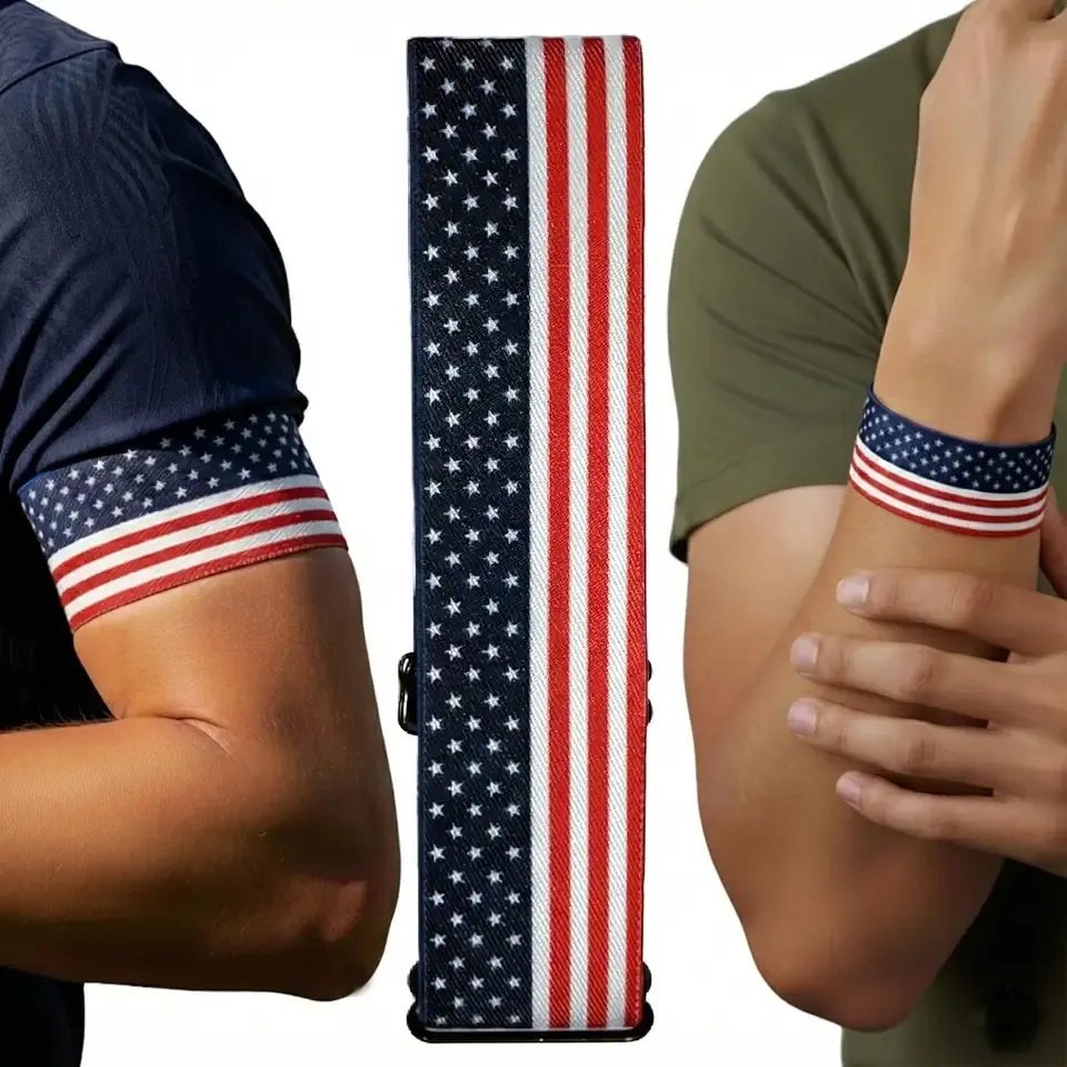 Noirika Band - Limited Edition USA Flag | Patriotic Armband for Modern Everyday Style | Wearable on Wrist, Bicep & Forearm | Made with Premium Elastic Webbing