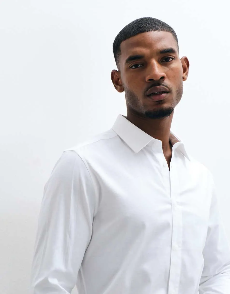 ASOS DESIGN royal oxford slim shirt in white