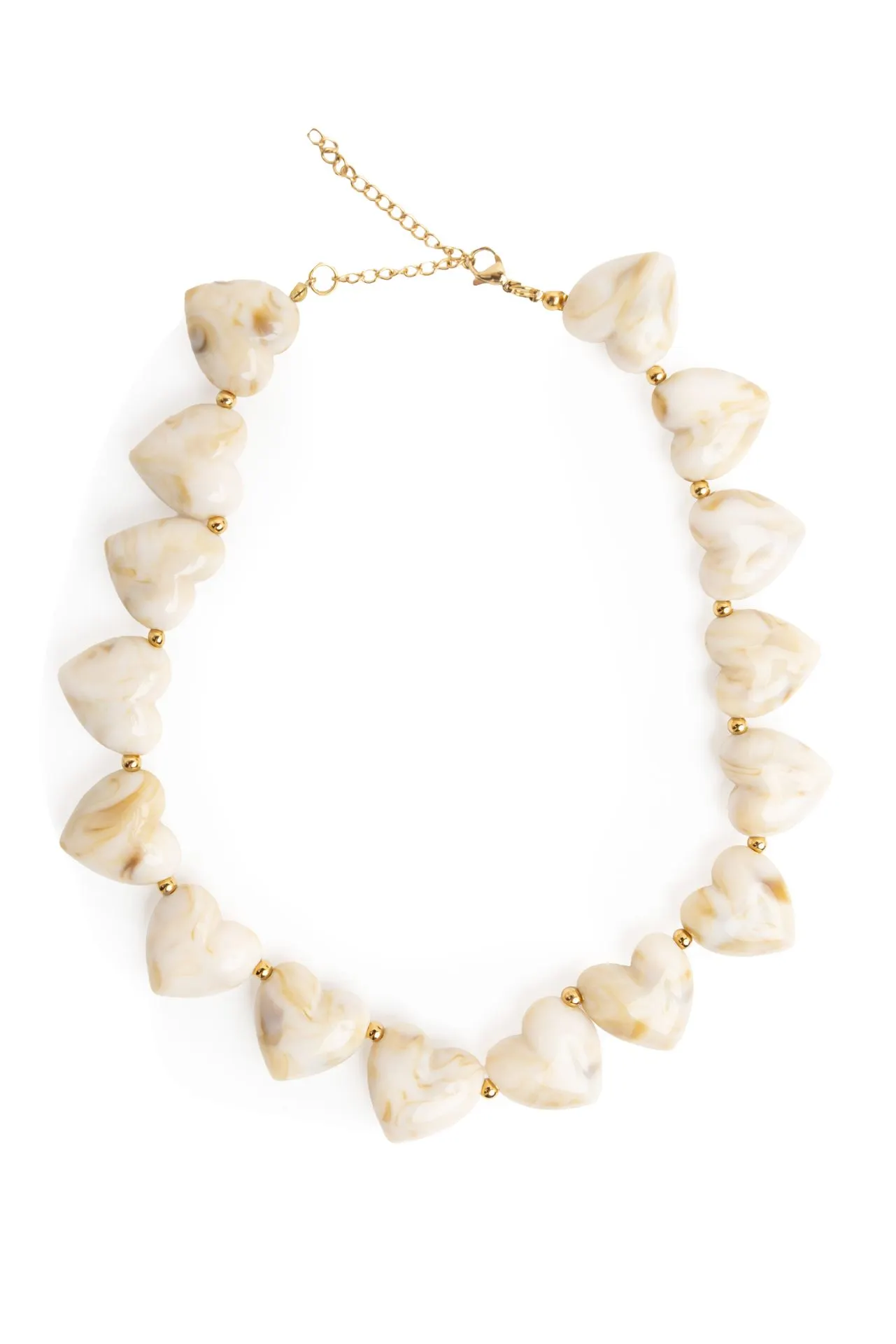 Hartjes kralenketting ecru