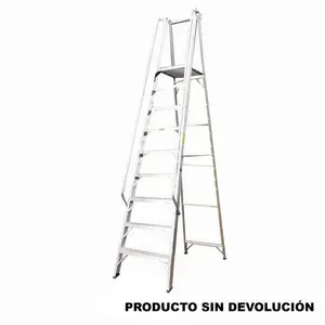 Escalera Certificada 2.70 m 9 P Plataforma en Aluminio Tipo IA 136 kg Fanes