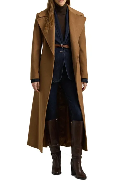 Lauren Ralph Lauren Belted Wool Blend Wrap Coat