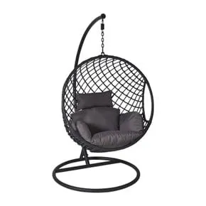 Hangstoel Havana met zwarte kussens - zwart - 186 cm