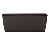 Pflanzkasten-Komplettset in Rattanoptik. ca. 49 x 17 x 17 cm - Dunkelbraun
