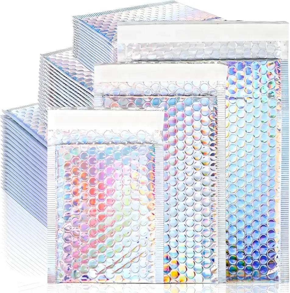 ZAVOOS 50 Pieces Metallic Bubble Mailers, 3 Sizes