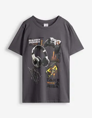 T-shirt - Stampa frontale - Grigio scuro