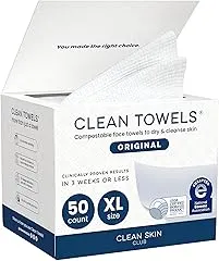 Clean Skin Club Clean Towels XL®, 100% USDA Biobased Face Towel, Disposable Face Towelette, Eczema Association Accepted, Makeup Remover Dry Wipes, Ultra Soft, 1 Pack, 50 Ct Clean Skin Club Clean Towels XL®, 100% U…