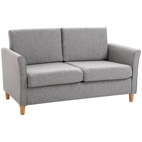 56" Loveseat Sofa, 2-Seater Couch with Armrests, Wooden Legs