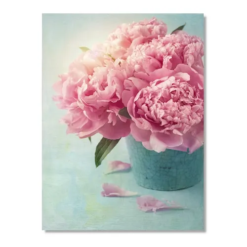 Pink Peony Flowers In Vase - Large Floral Wall Art Canvas - 30X40