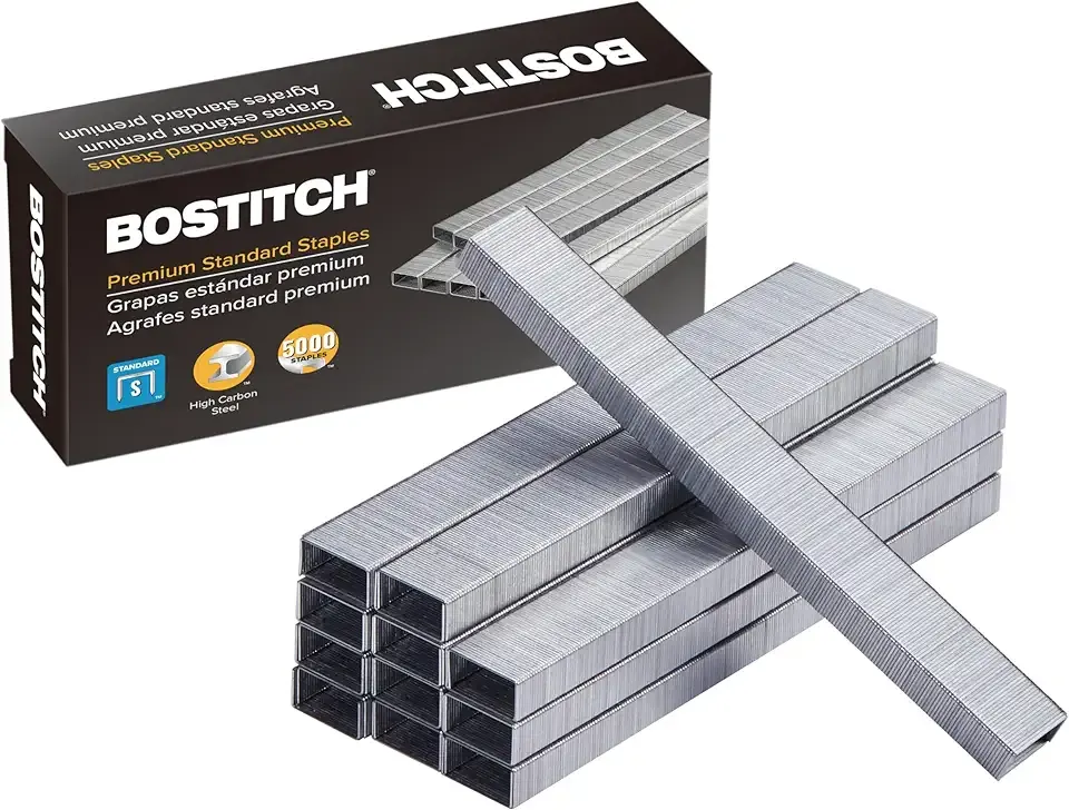 Bostitch Office Premium Standard Staples, 1/4" Full Strip, Box of 5,000 Staples