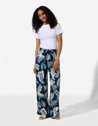Pantaloni a palazzo - Viscosa - Blu scuro
