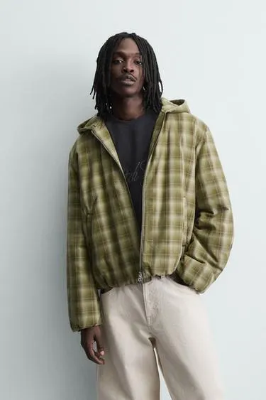CHECKED HOODIE JACKET