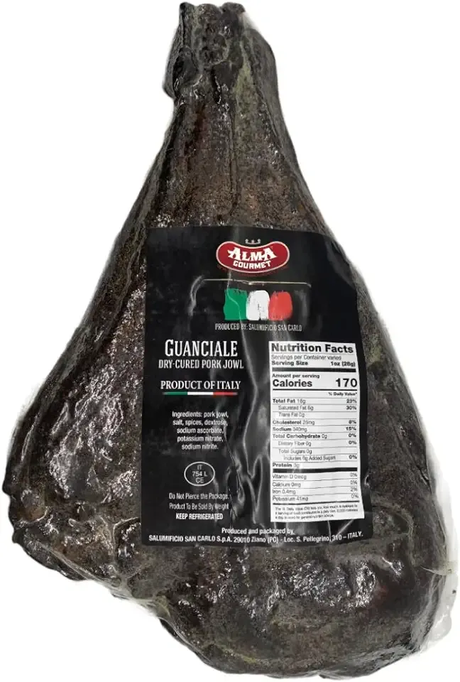 Alma Gourmet Guanciale From Italy - Italian Dry-Cured Pork Jowl Imported - La Salameria - 3.3lb (1.5kg)