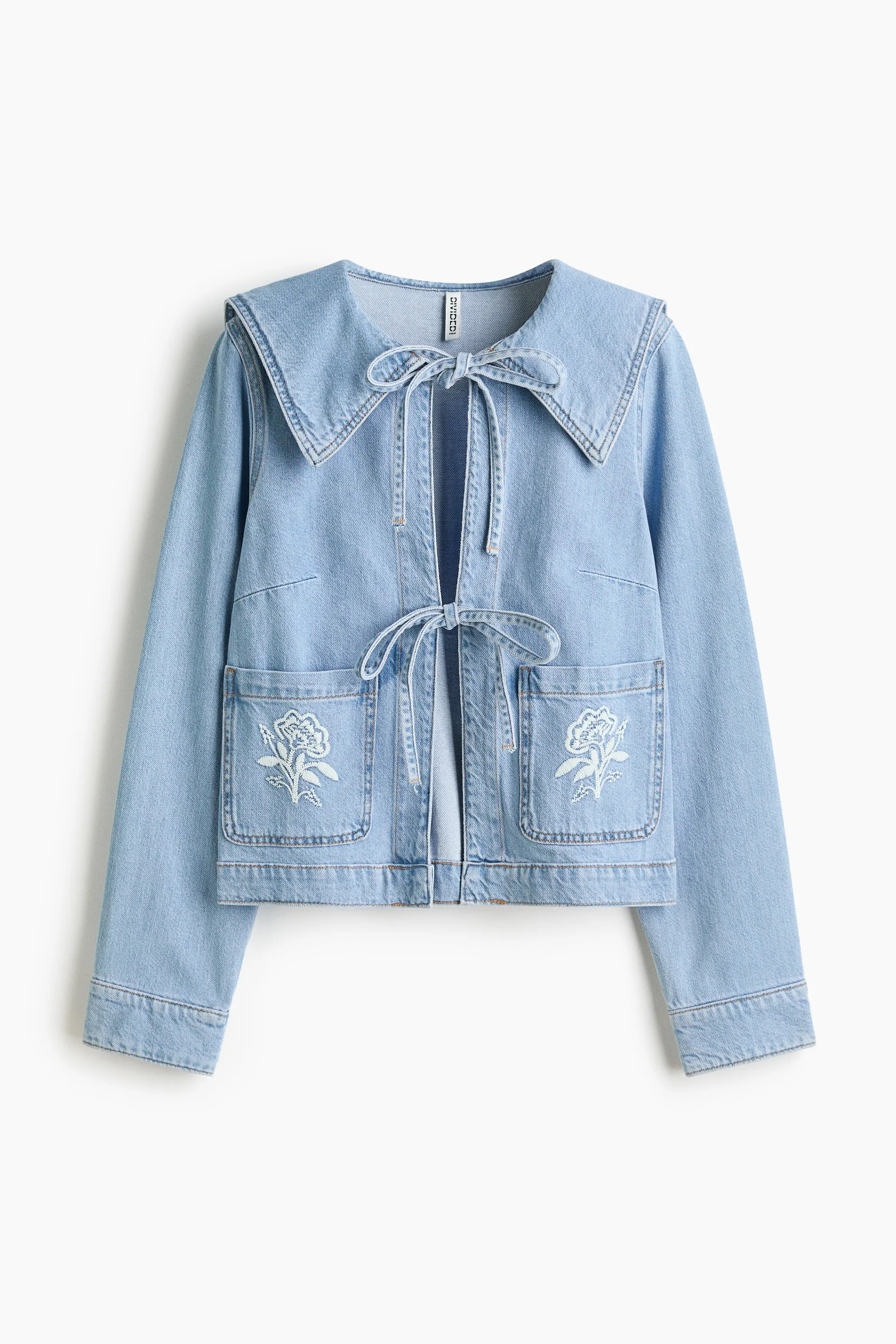 Tie-front denim jacket