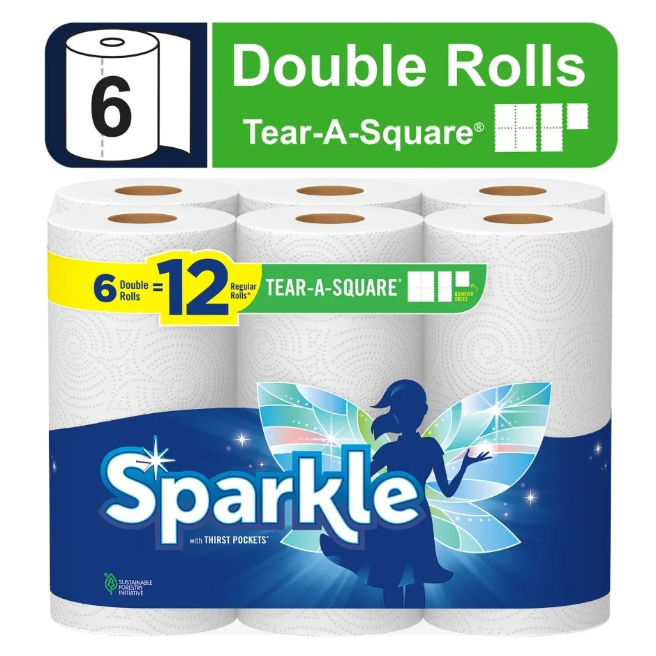 Sparkle Paper Towel White 6 Double Rolls