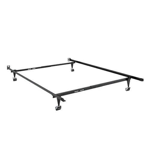 Adjustable Twin/Single or Full/Double Black Metal Bed Frame
