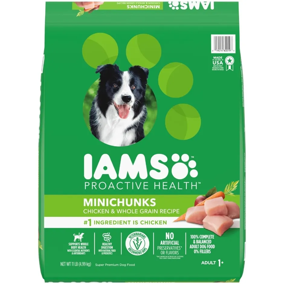IAMS Proactive Health Adult 1+ Minichunks Super Premium Chicken & Whole Grain Recipe Dog Food 11 lb
