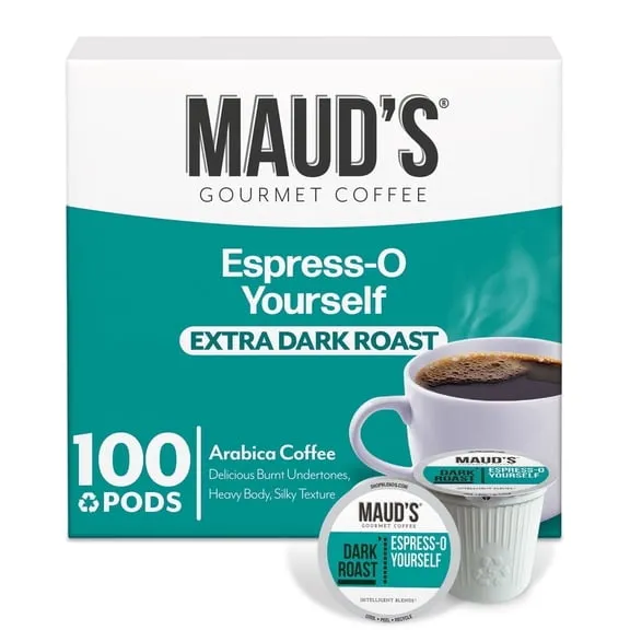 Maud's Espresso Coffee Dark Roast (Espress-O Yourself), 100ct. Solar Energy Produced Single Serve Coffee Pods - Richly Satisfying Arabica Beans California Roasted, Espresso KCup Compatible $46.40