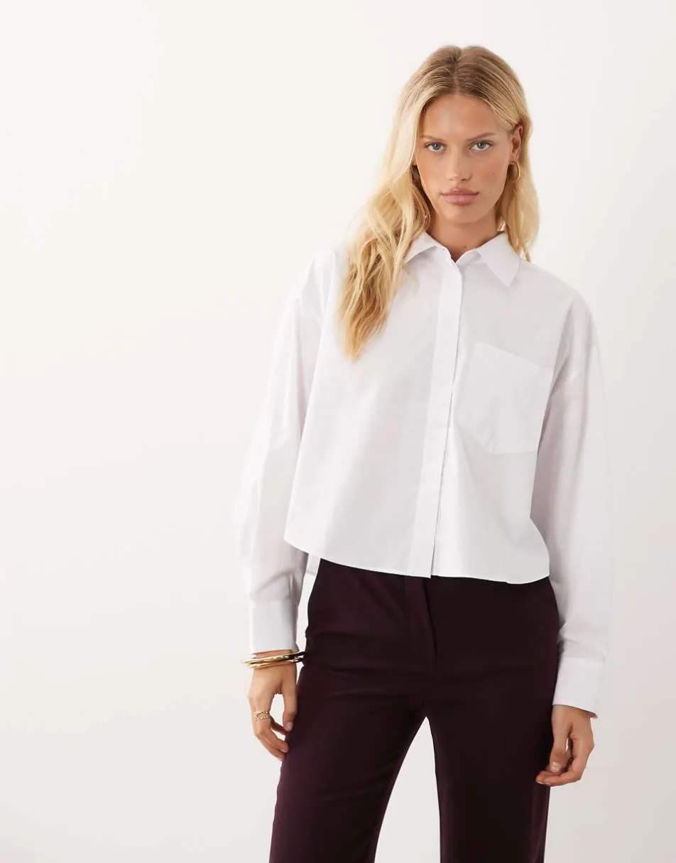 Mango cropped shirt in white