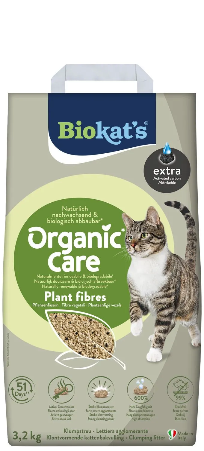Biokat's Organic Care Plant fibres extra - Kattenbakvulling - 3,2 kg