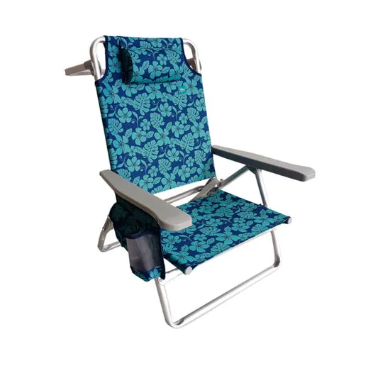 Bliss Hammocks Folding Beach Chair with Towel Rack and Side Pocket - Blue