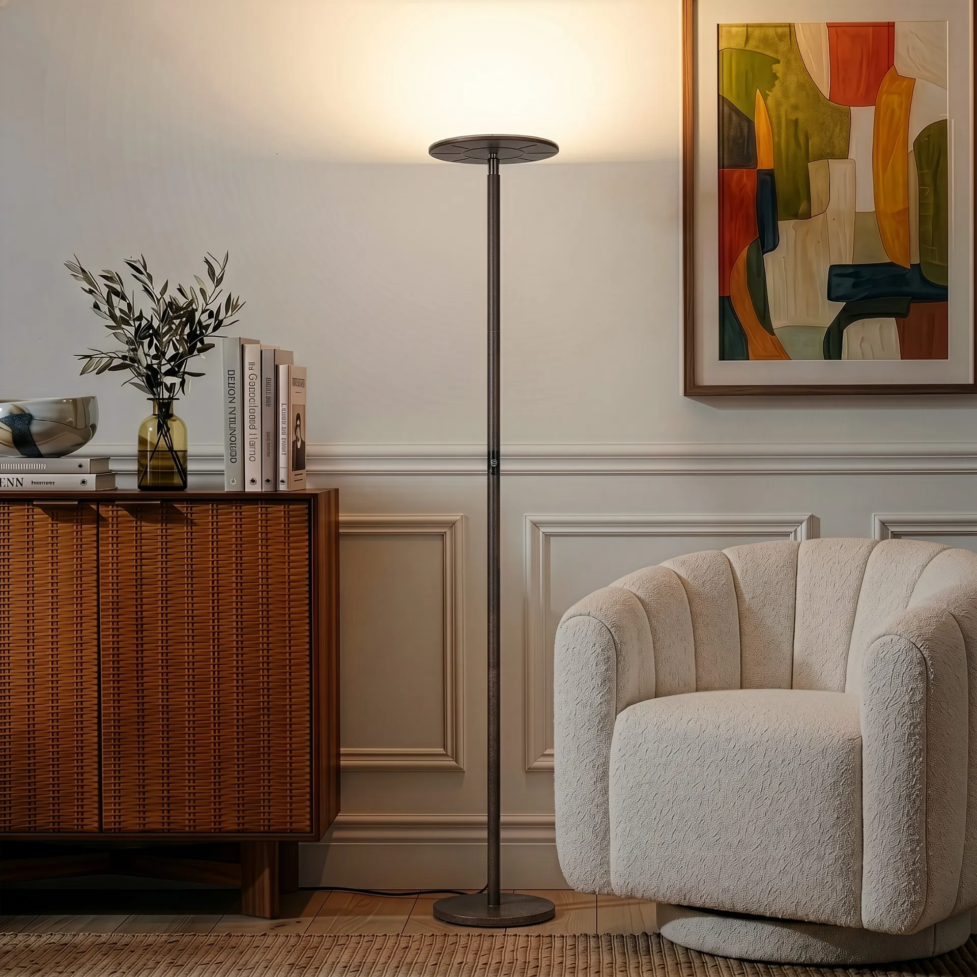 67-in Oil Brushed Bronze Torchiere Floor Lamp with No shade Shade