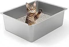 Kirecoo Stainless Steel Cat Litter Box - Metal…