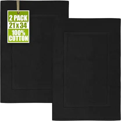 Utopia Towels Cotton Bath Mat, 21x34 in, 2 Pack, Black | Soft 100% Ring Spun Cotton Floor Mat for Shower & Bathroom - Highly Absorbent, Quick-Drying, Non-Slip, Durable Utopia Towels Cotton Bath Mat, 21x34 in, 2 Pack, Black | Soft…