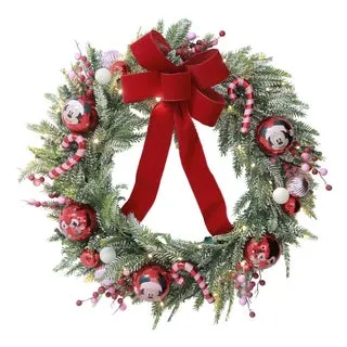 30" Disney Mickey and Minnie Flocked Pre-Lit LED Wreath