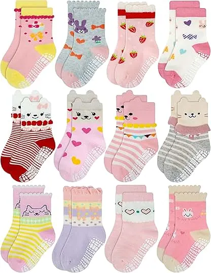 RATIVE Non Skid Anti Slip Cotton Dress Crew Socks Wit…