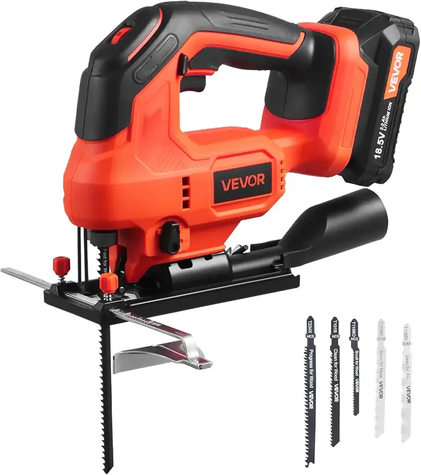 20V Cordless Jig Saw, 3/4" Jigsaw Tool for Makita 18V Battery, 3000 SPM & 6 Variable Speed, Battery & Charger, LED Light, 0-45° Bevel Cuts, 6 Blades, 4 Orbital Settings, for Wood & Metal