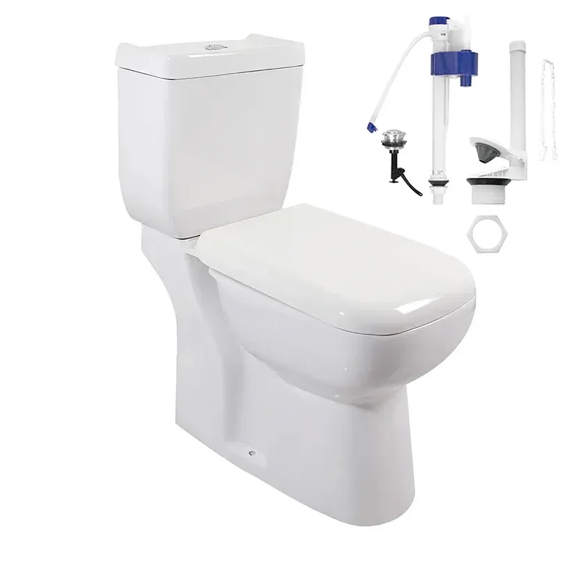 Kit inodoro largo dos pzs. Gante dual con deposito y asiento blanco