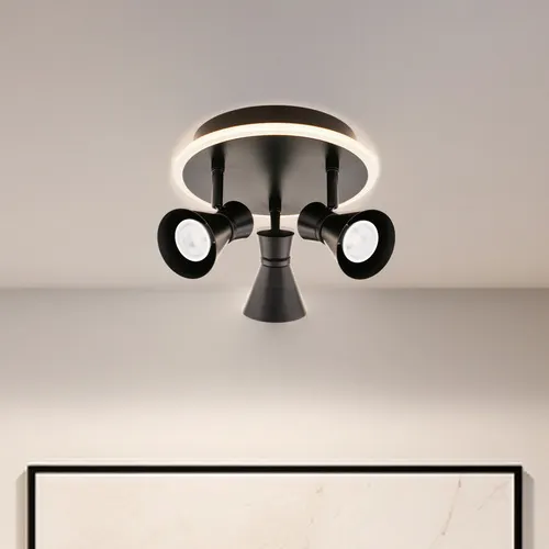 Patriot Lighting® Haldor Matte Black 3-Light Semi-Flush Mount Ceiling Light with LED Night Light