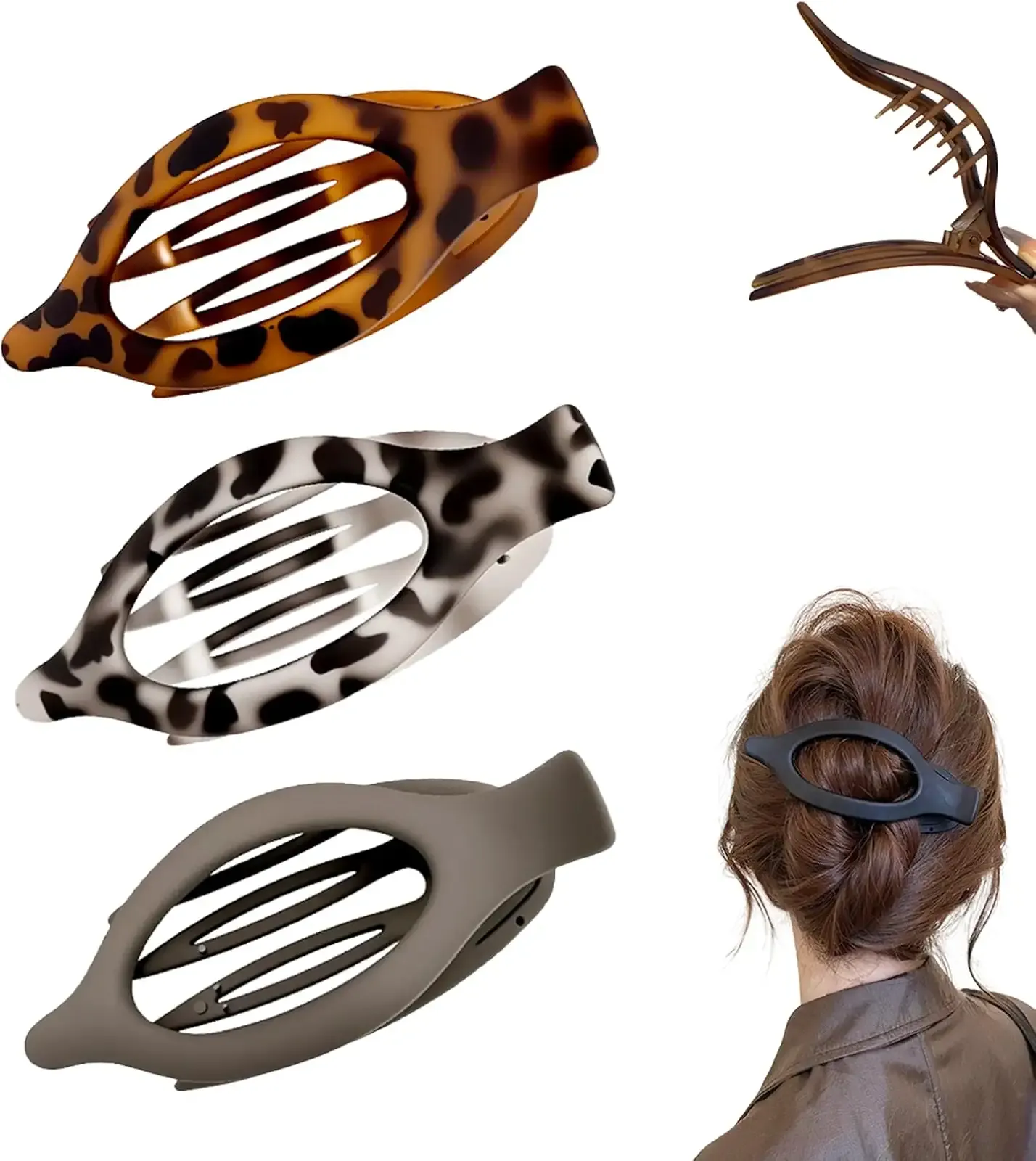 Flat Hair Clips for Women, French Hair Claw Clips for Thick, Thin, Long & Short Hair, Duck Billed Clips, No-Slip Grip Hair Styling Accessories for Women Girls Daily Use (MixB 3PCS)