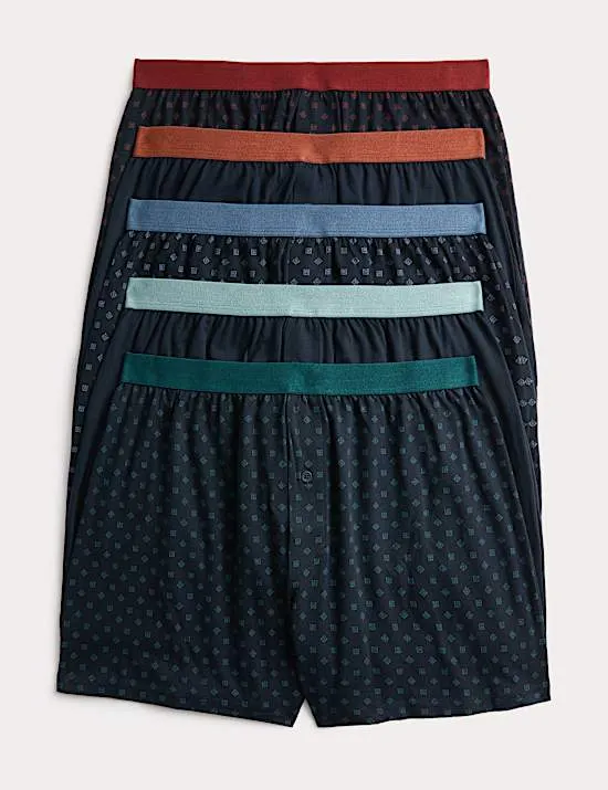 5 Pack Pure Cotton Cool & Fresh™ Geo Boxers