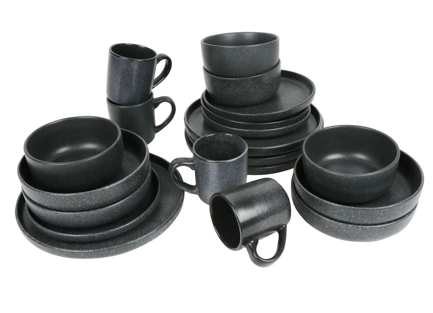 Nature Keramik-Geschirrset 20-teilig Anthrazit