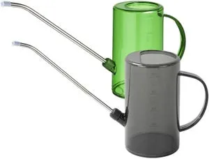 Set di 2 annaffiatoi con beccuccio lungo: annaffiatoio Minging in acciaio inox con beccuccio lungo e annaffiatoio in plastica da 1 litro con beccucci