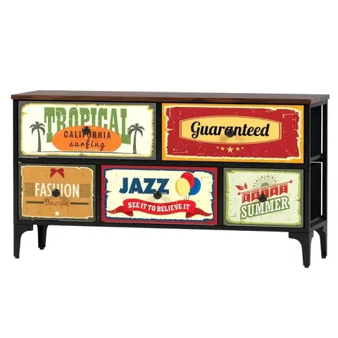 Mueble Cajonera 5 Cajones Decorados Carry All® Línea Vintage
