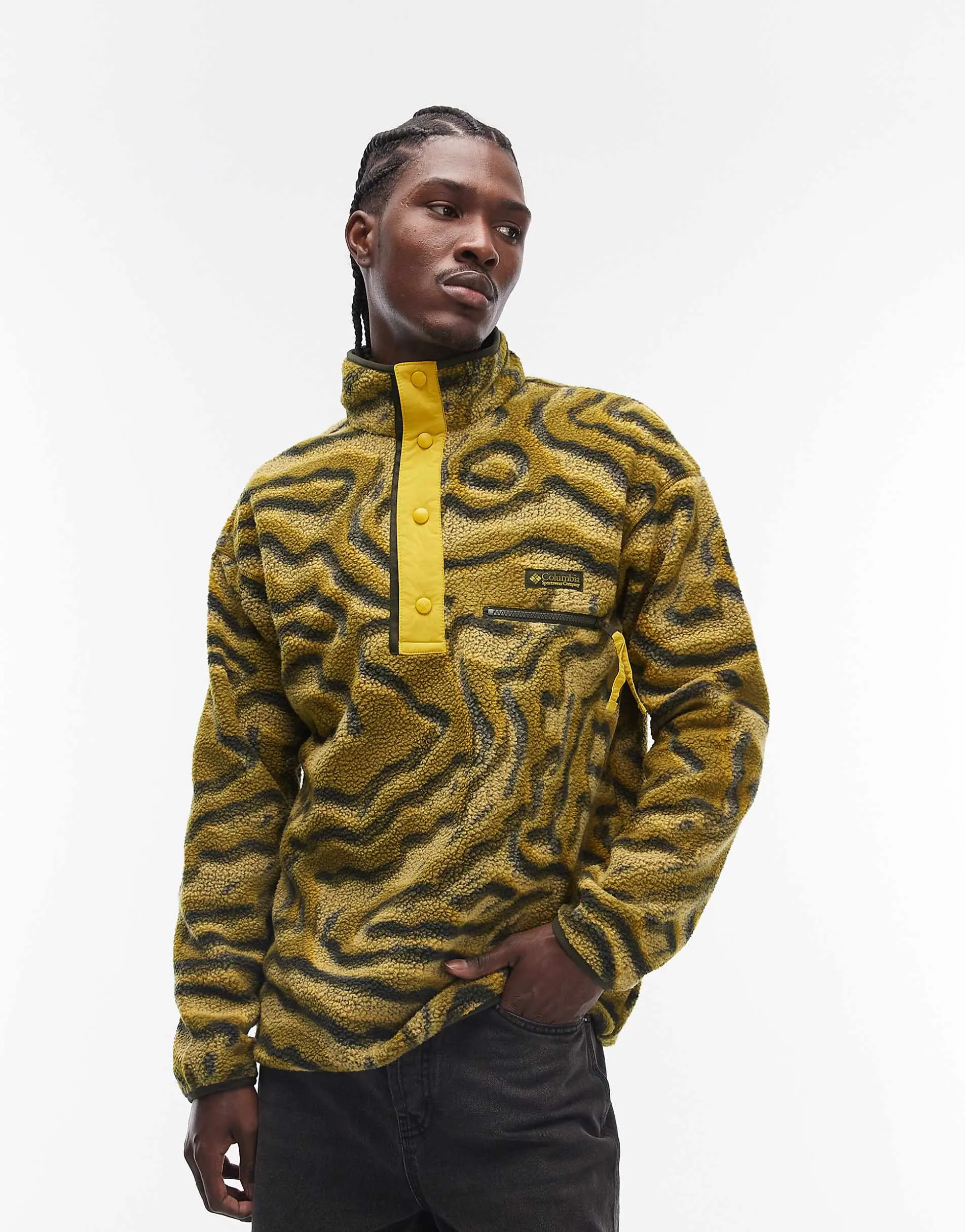 Columbia Helvetia II printed half snap fleece in green multi