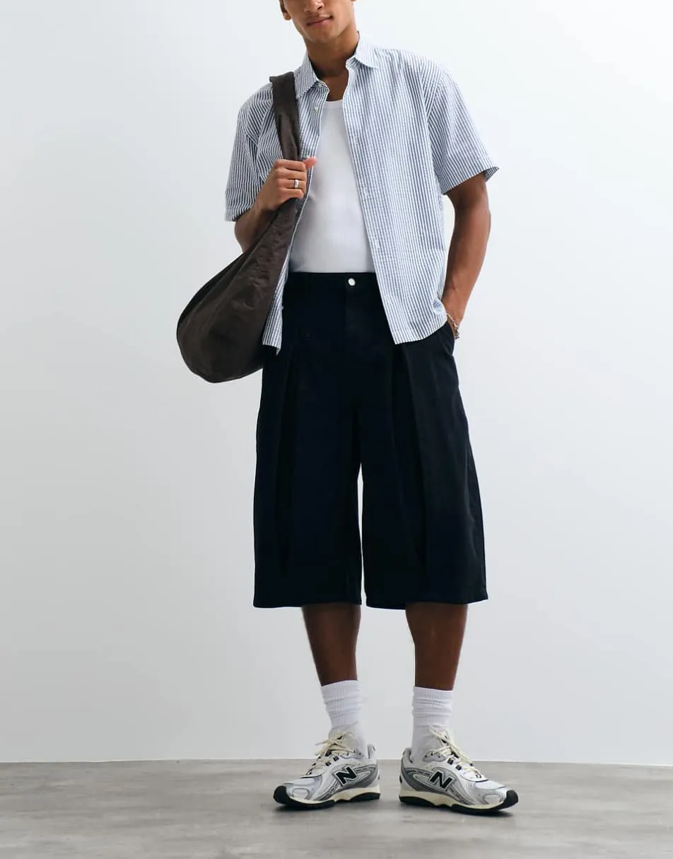 Reclaimed Vintage oversized jort in black denim