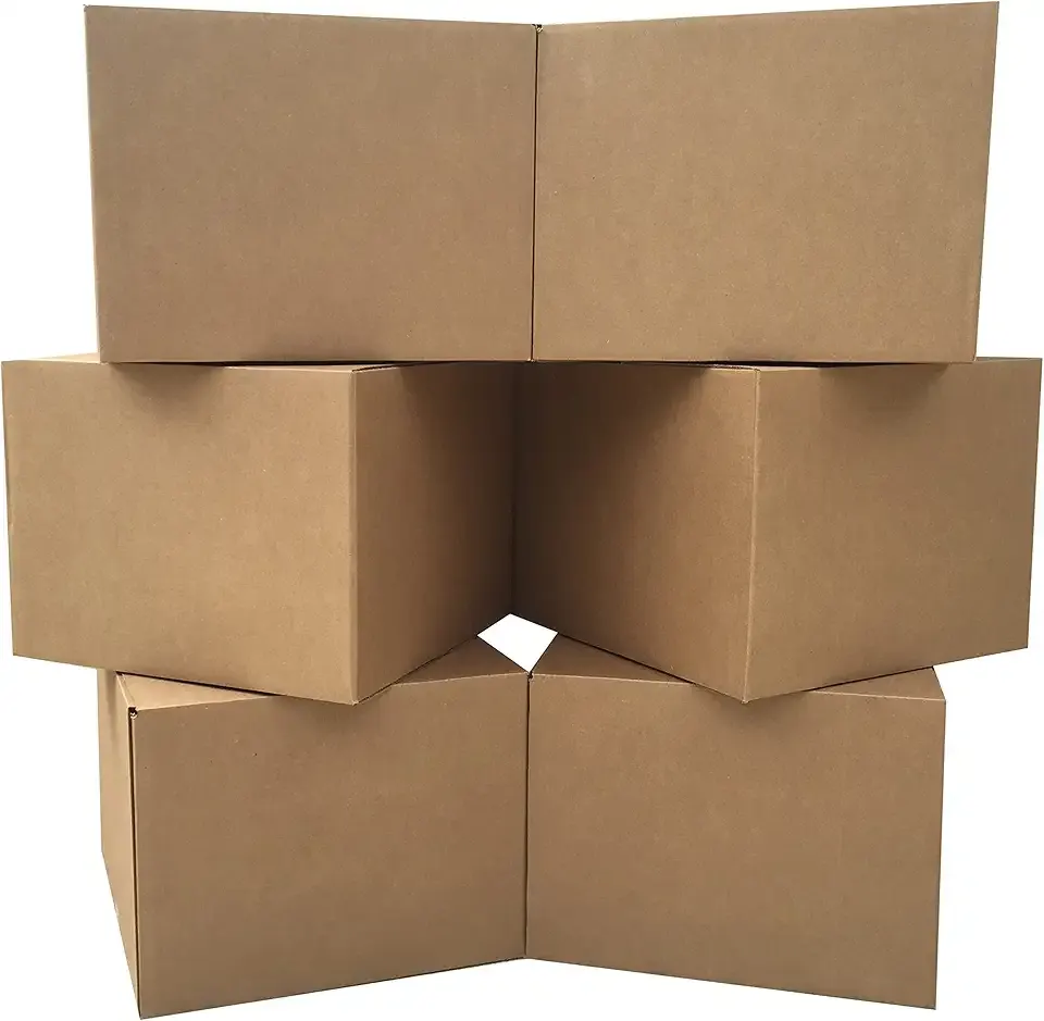 Large Moving Boxes 20'' x 20'' x 15'' (Pack of 6), Corrugated Cardboad Boxes For Packing, Shipping, Packing & Moving