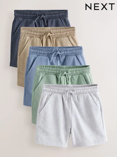 Sage Green Blue And Grey Jersey Shorts 5 Pack (3mths-7yrs)