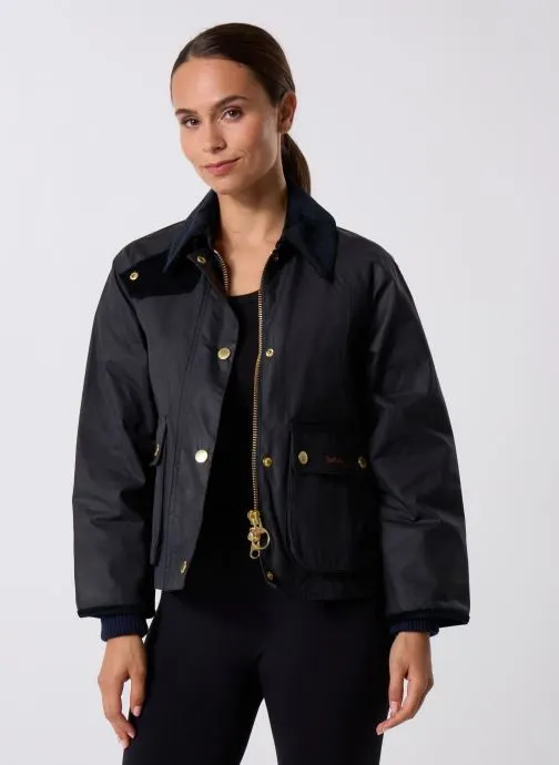 Winterjas Cropped Beadnell Wax Jacket dames blauw