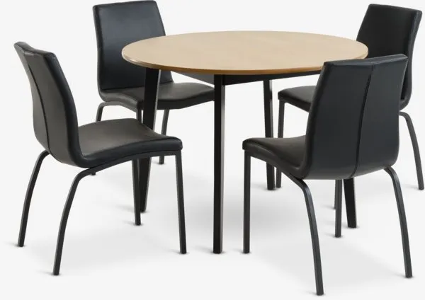 JEGIND Ø105 tafel eiken + 4 ASAA stoelen