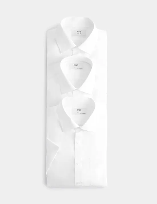 3er-Pack Pflegeleichte, kurzärmelige Slim-Fit-Hemden